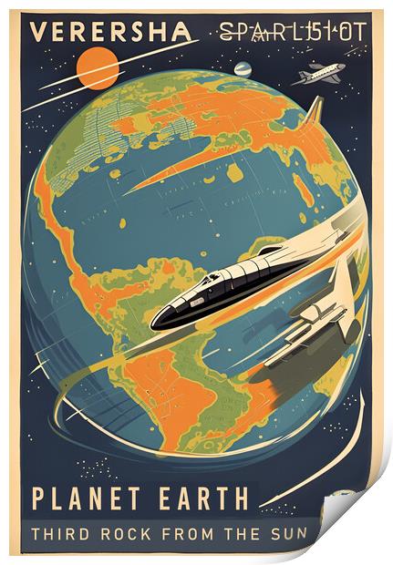 Planet Earth Vintage Travel Poster Print by Picture Wizard