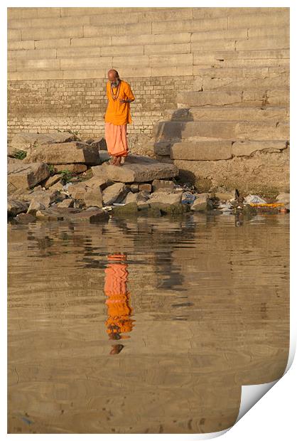 Reflection of a Saddhu, River Ganges, Varanasi, In Print by Serena Bowles