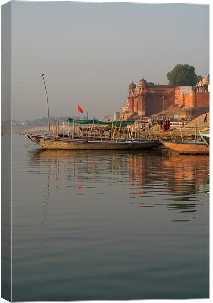 Reflections in the Ganges, Varanasi, India Canvas Print by Serena Bowles