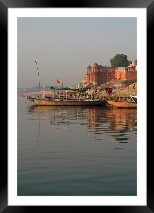 Reflections in the Ganges, Varanasi, India Framed Mounted Print by Serena Bowles