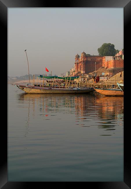Reflections in the Ganges, Varanasi, India Framed Print by Serena Bowles