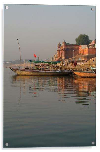 Reflections in the Ganges, Varanasi, India Acrylic by Serena Bowles