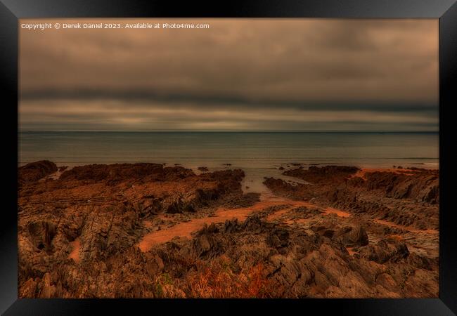 stormy weather at Woolacombe Framed Print by Derek Daniel