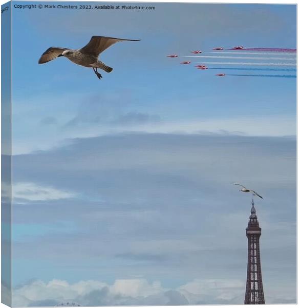 Red Arrows over Blackpool Tower 2023 Canvas Print by Mark Chesters