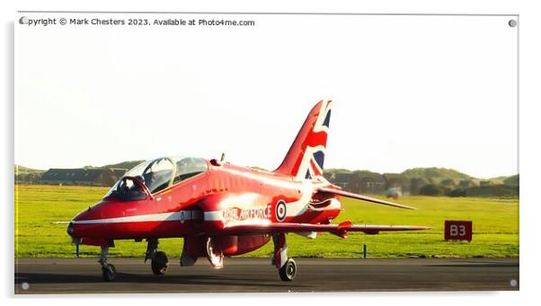 Red Arrow just landed at Blackpool airport 2023 Acrylic by Mark Chesters
