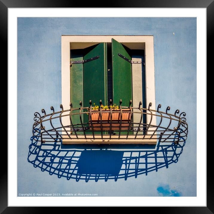 'Italian Charm: Burano's Vibrant Window Shutters' Framed Mounted Print by Bailey Cooper