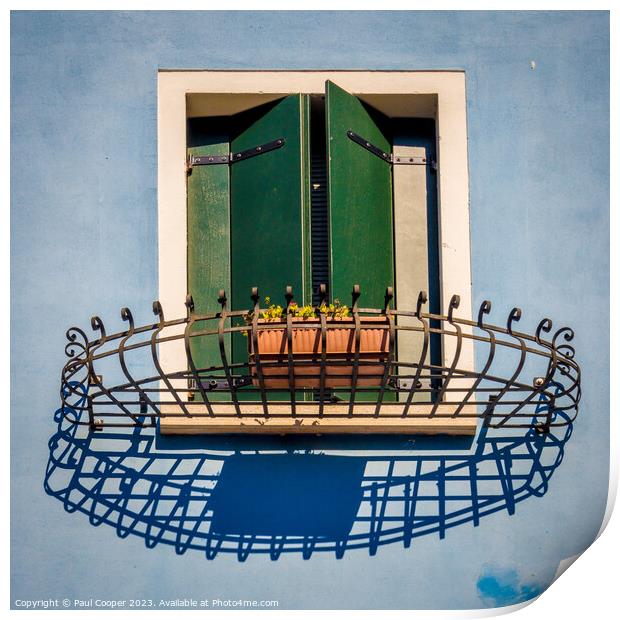 'Italian Charm: Burano's Vibrant Window Shutters' Print by Bailey Cooper