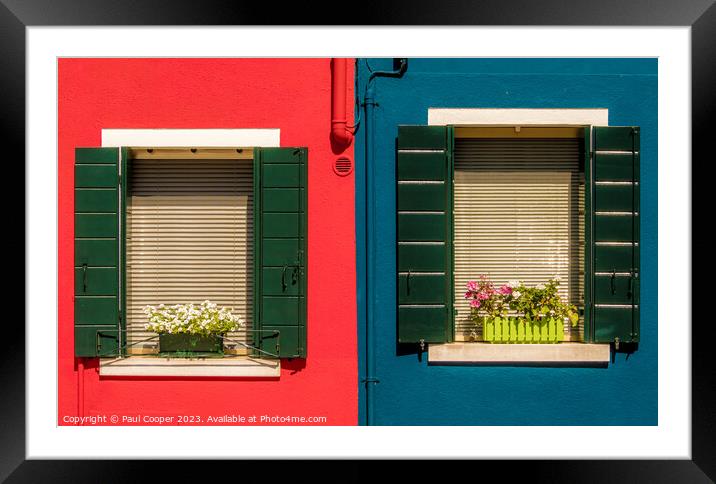 Contrasting colourful windows, Burano. Framed Mounted Print by Bailey Cooper