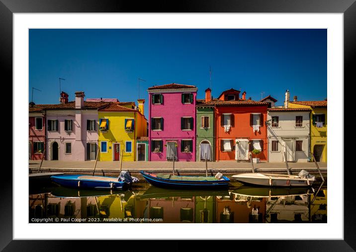 Colourful houses and boats, Burano, Italy. Framed Mounted Print by Bailey Cooper