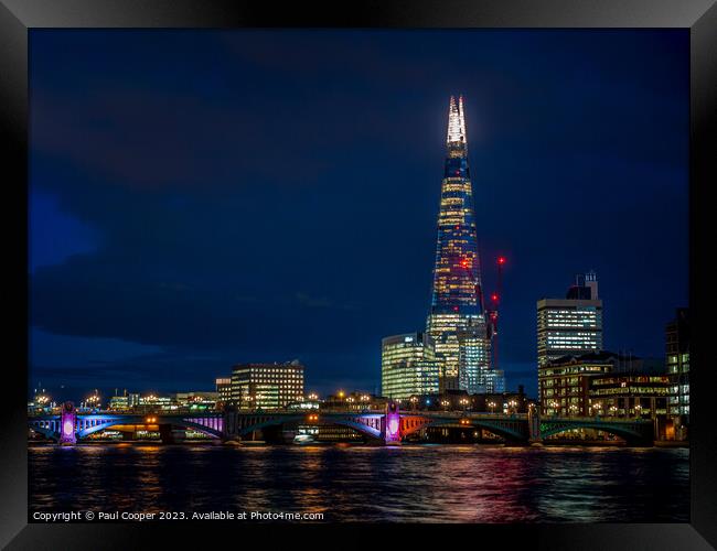 The Shard at night, London Framed Print by Bailey Cooper