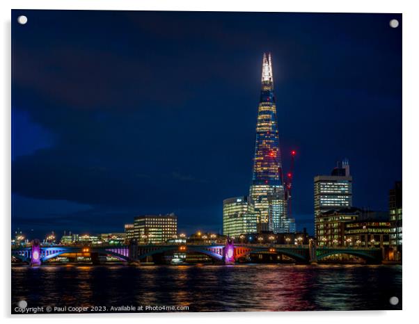 The Shard at night, London Acrylic by Bailey Cooper