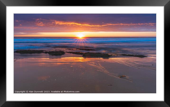 Dawn's Embrace Over Coastal Waters Framed Mounted Print by Alan Dunnett