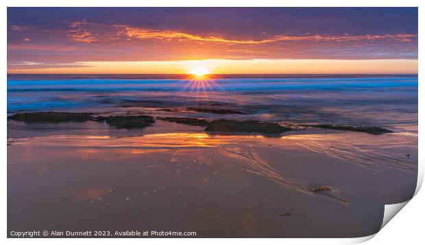 Dawn's Embrace Over Coastal Waters Print by Alan Dunnett