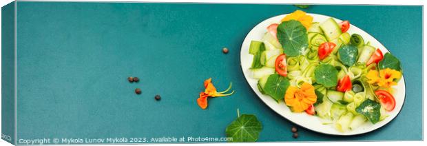 Vegetable salad with nasturtium, copy space. Canvas Print by Mykola Lunov Mykola