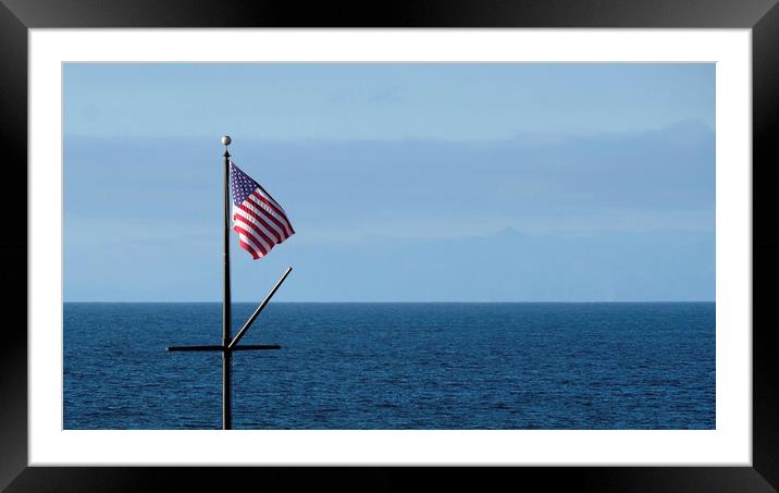 Coastal view with American flag Framed Mounted Print by Lensw0rld 