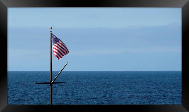 Coastal view with American flag Framed Print by Lensw0rld 