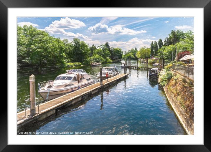 Moored Boats at Ray Mill Island Framed Mounted Print by Ian Lewis