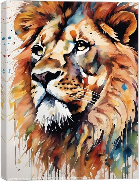 Male Lion Abstract Art Canvas Print by Darren Wilkes