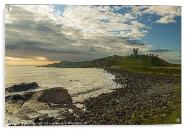 Coastal Haven: Dunstanburgh Castle Acrylic by Alan Dunnett