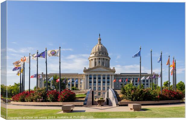 Sunny exterior view of the Oklahoma State Capitol Canvas Print by Chon Kit Leong