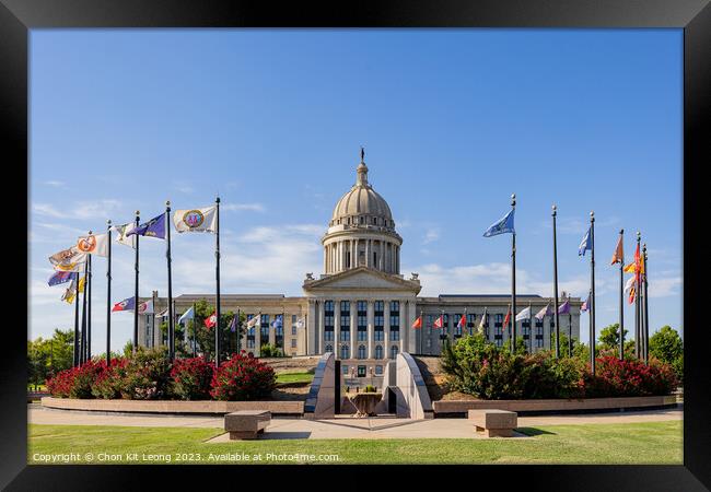Sunny exterior view of the Oklahoma State Capitol Framed Print by Chon Kit Leong