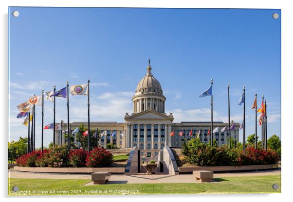 Sunny exterior view of the Oklahoma State Capitol Acrylic by Chon Kit Leong