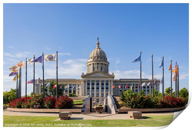 Sunny exterior view of the Oklahoma State Capitol Print by Chon Kit Leong