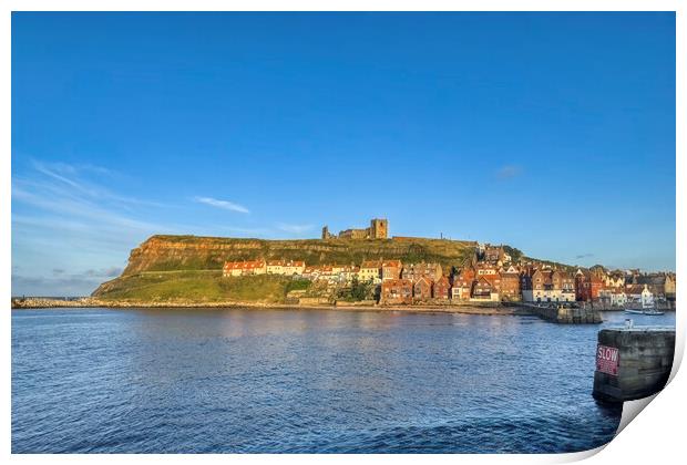Whitby Harbour and the Old Town Print by Derek Beattie