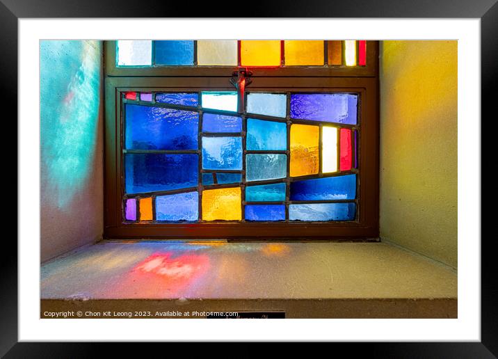 Close up shot of colorful window in a church Framed Mounted Print by Chon Kit Leong