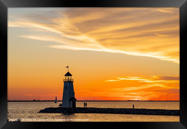 Beautiful sunset landscape of Lake Hefner Framed Print by Chon Kit Leong