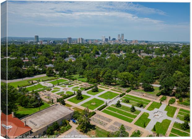 Aerial view of the Woodward Park and Tulsa cityscape Canvas Print by Chon Kit Leong