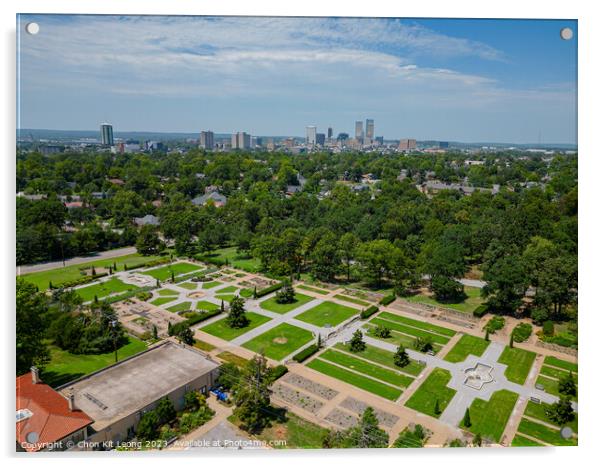 Aerial view of the Woodward Park and Tulsa cityscape Acrylic by Chon Kit Leong