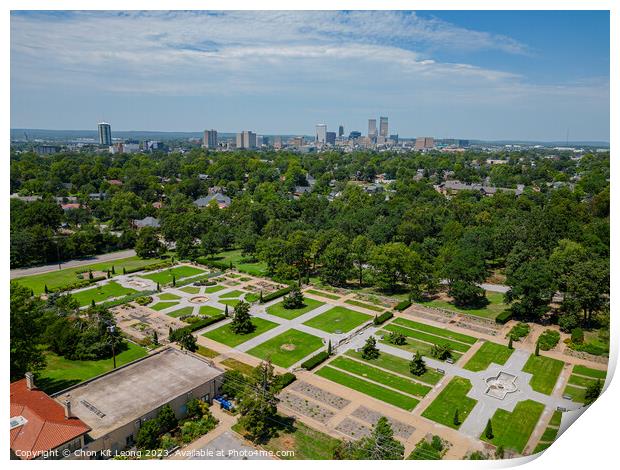 Aerial view of the Woodward Park and Tulsa cityscape Print by Chon Kit Leong