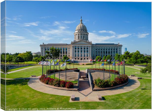 Aerial view of the Oklahoma State Capitol and dowtown cityscape Canvas Print by Chon Kit Leong