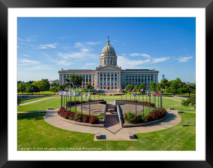 Aerial view of the Oklahoma State Capitol and dowtown cityscape Framed Mounted Print by Chon Kit Leong