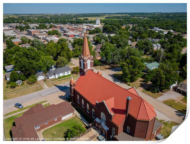 Aerial view of the Saint Rose of Lima Catholic Church and Perry  Print by Chon Kit Leong