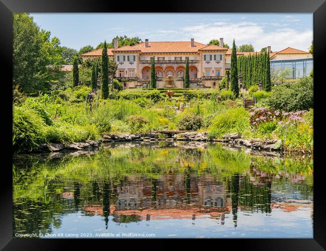 Sunny view of the garden of Philbrook Museum of Art Framed Print by Chon Kit Leong