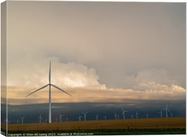 Thunderstorm over the sky in Amarillo country side area with Win Canvas Print by Chon Kit Leong