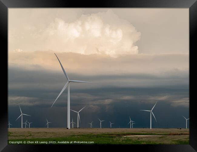 Thunderstorm over the sky in Amarillo country side area with Win Framed Print by Chon Kit Leong