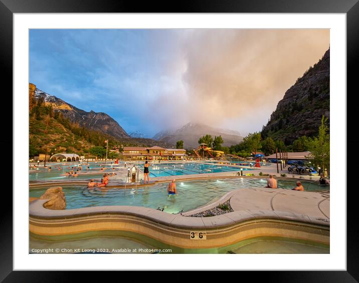 Sunset view of Ouray Hot Springs Pool and Fitness Center of Oura Framed Mounted Print by Chon Kit Leong