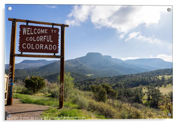 Sunny view of the Welcome to Colorful Colorado sign Acrylic by Chon Kit Leong