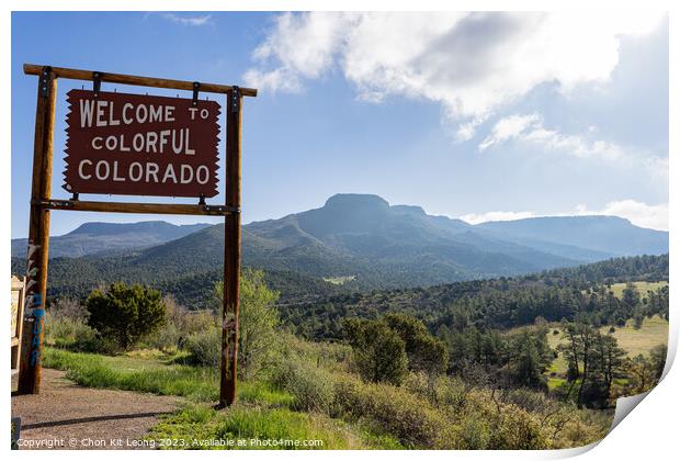 Sunny view of the Welcome to Colorful Colorado sign Print by Chon Kit Leong