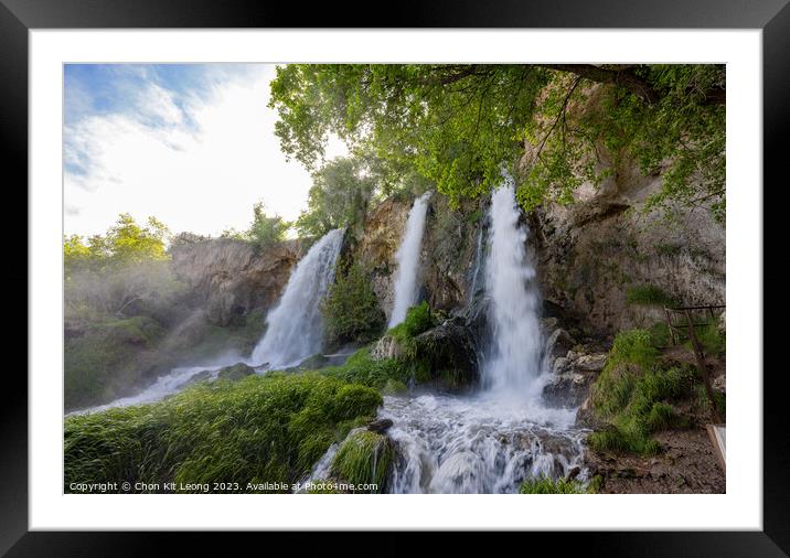 Sunny view of the landscape of the Rifle Falls Framed Mounted Print by Chon Kit Leong