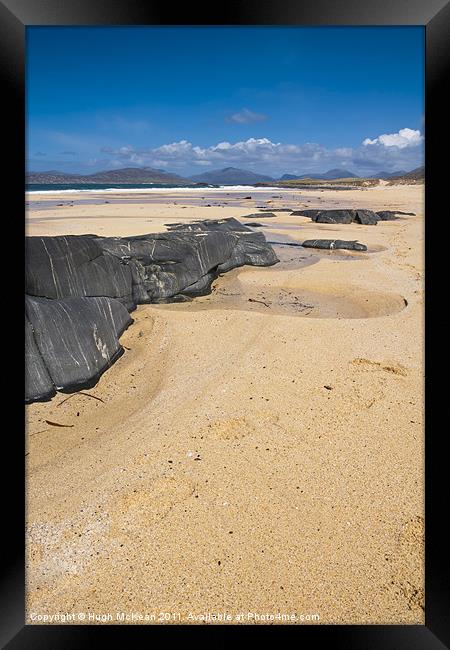 Landscape, Traigh Mhor beach, Finger of rock Framed Print by Hugh McKean