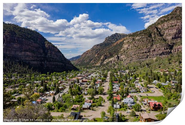 Sunny high angle view of the Ouray town Print by Chon Kit Leong