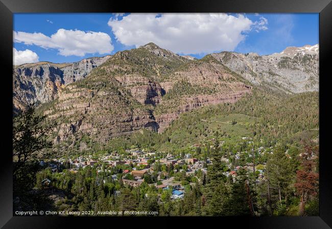 Sunny high angle view of the Ouray town Framed Print by Chon Kit Leong