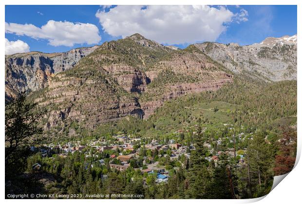 Sunny high angle view of the Ouray town Print by Chon Kit Leong