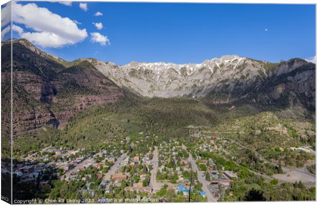 Sunny high angle view of the Ouray town Canvas Print by Chon Kit Leong