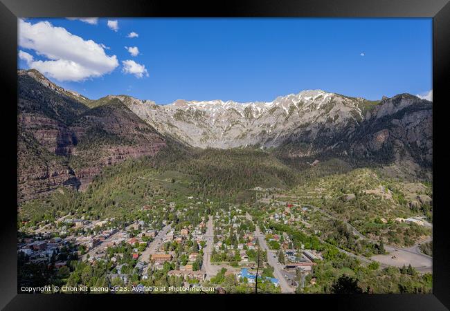 Sunny high angle view of the Ouray town Framed Print by Chon Kit Leong
