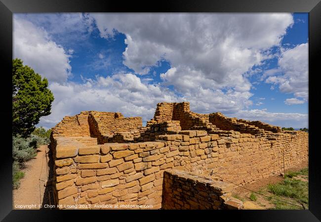 Sunny view of the historical Coyote Village in Mesa Verde Nation Framed Print by Chon Kit Leong